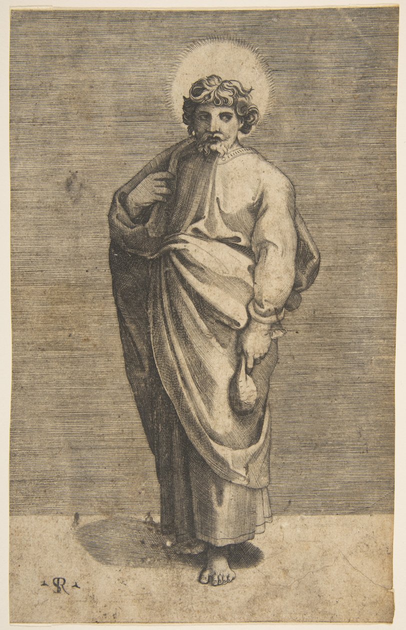 Św. Mateusz trzymający sakiewkę, ca. 1515-27. autorstwa Marco Dente