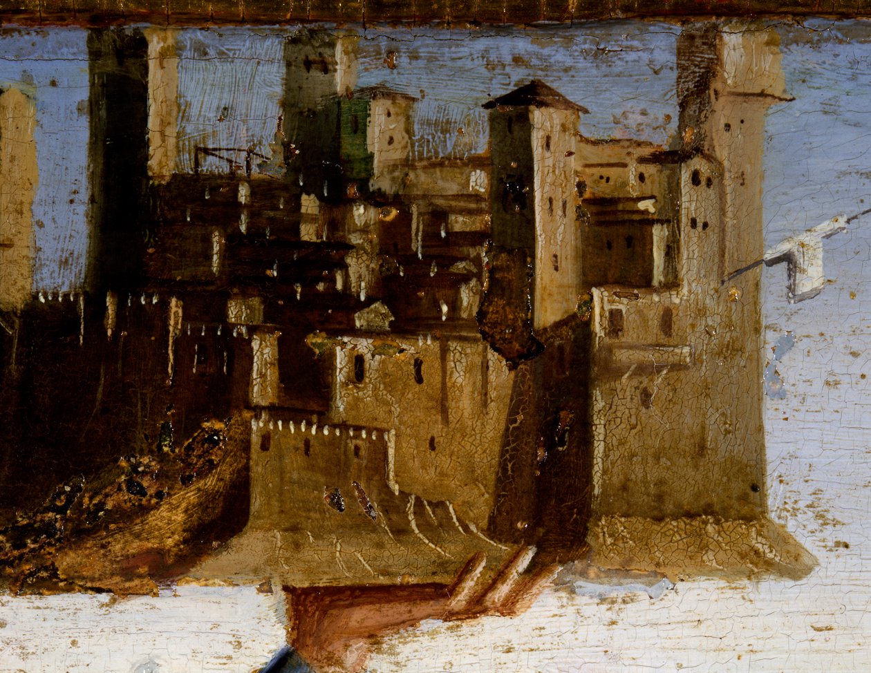 Madonna na tronie i święci, fragment predelli św. Adriana autorstwa Marco Palmezzano (ok. 1460-1539), kościół św. Franciszka, Matelica, Marche, Włochy, fragment autorstwa Marco Palmezzano