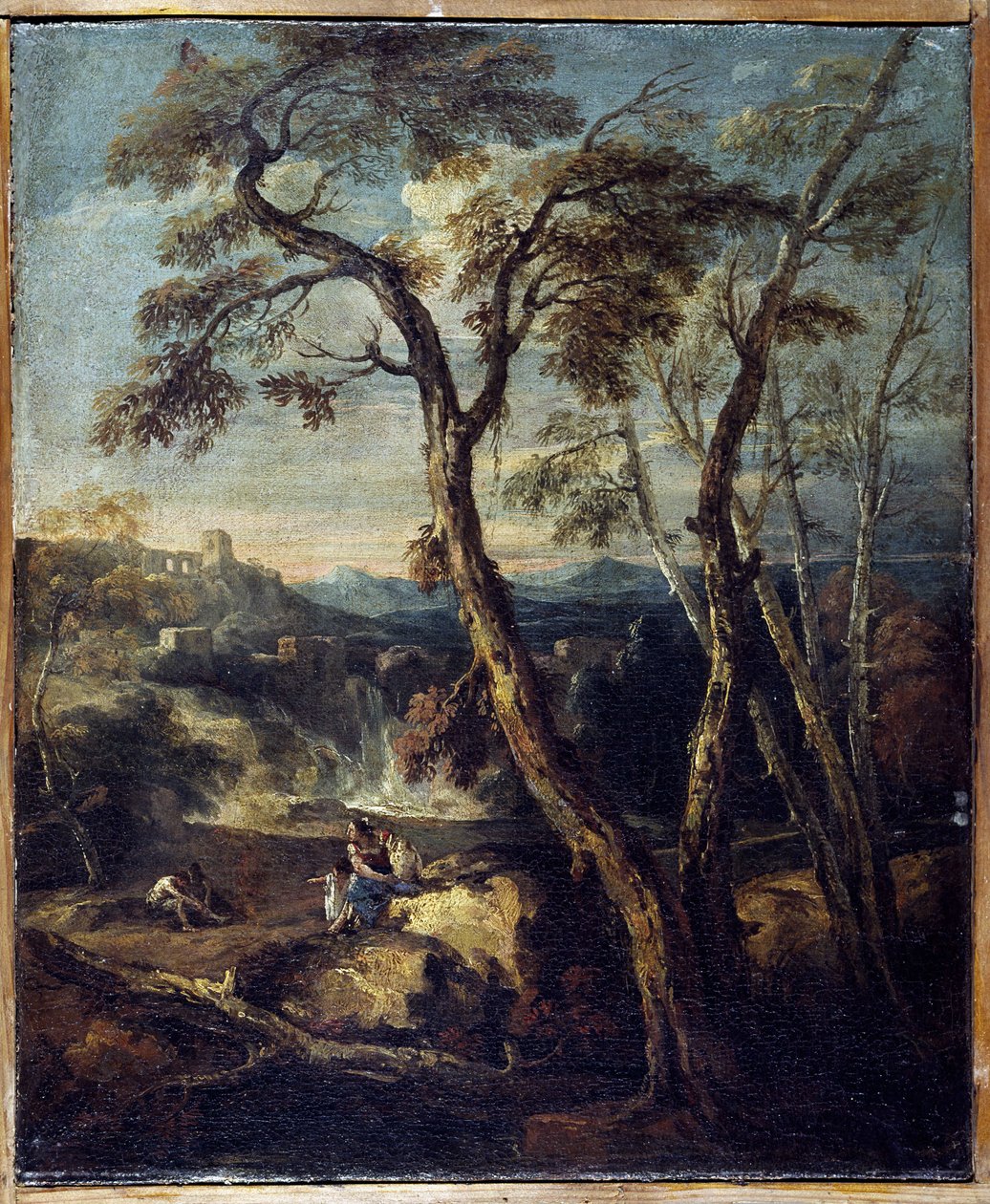 Krajobraz": Kaprys. Obraz autorstwa Marco Ricci (1676-1730), Accademia Carrara, Bergamo Włochy. autorstwa Marco Ricci