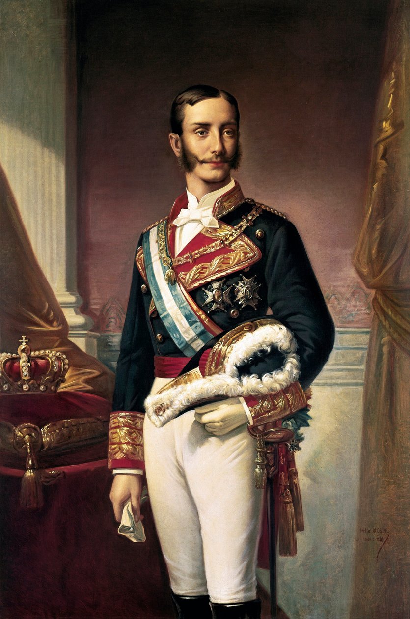 Portret Alfonsa XII, króla Hiszpanii (olej na płótnie) autorstwa Marcos Giraldez de Acosta