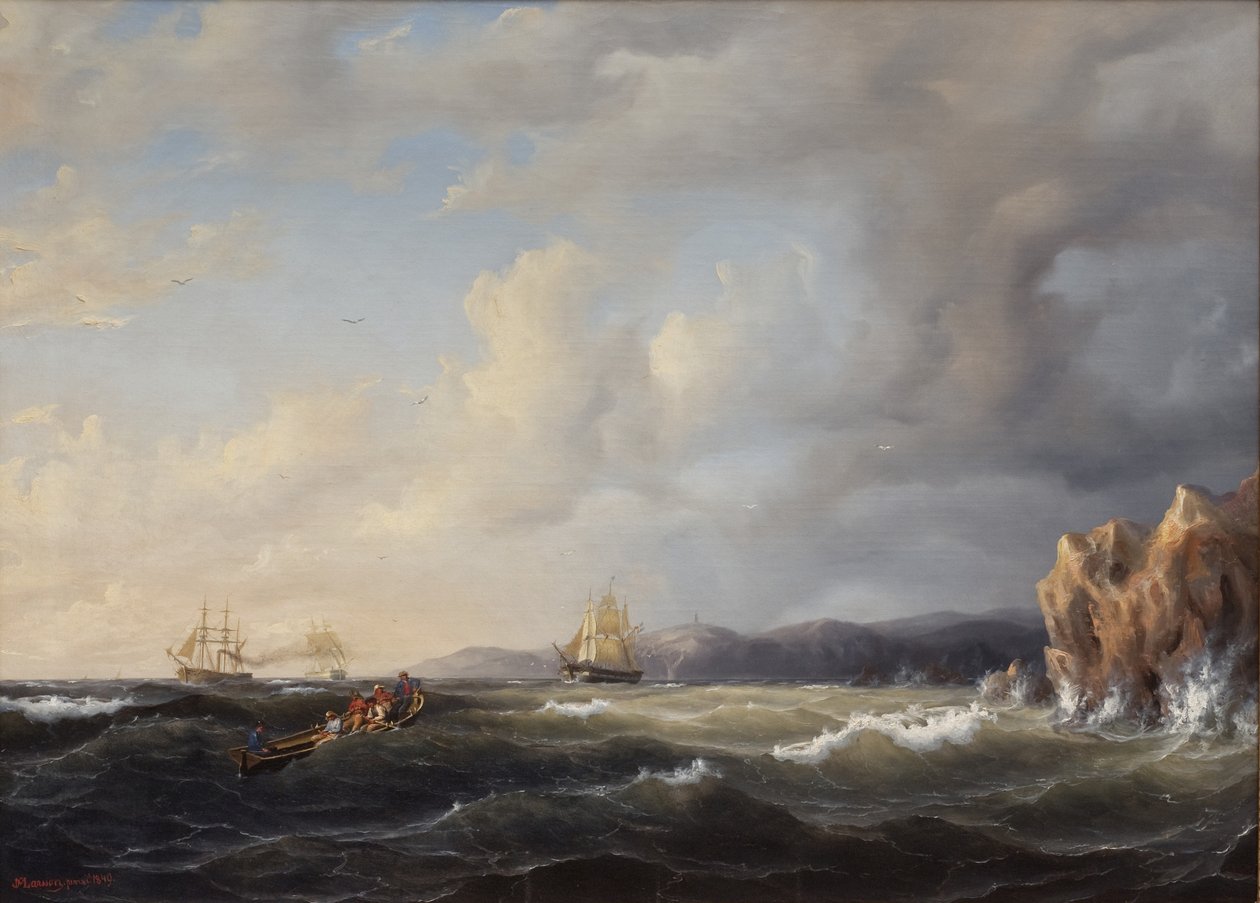 Kora bicie do Windward w Kullaberg, 1849 autorstwa Marcus Larson