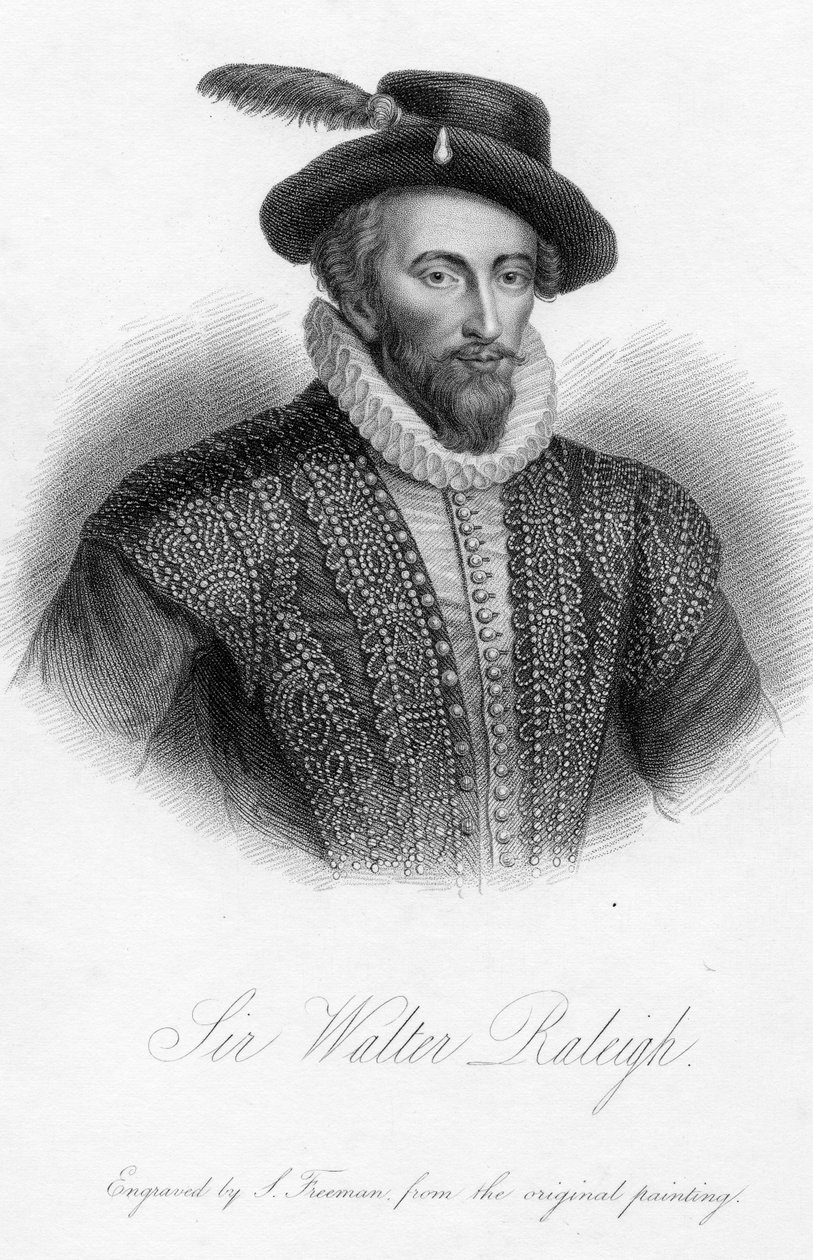 Sir Walter Raleigh, grafika wykonana przez S. Freeman autorstwa Marcus Garret Gheeraerts the Younger
