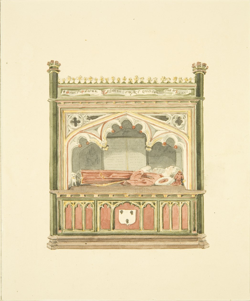 Pomnik Williama Canyngesa w St Mary Redcliffe (ołówek i akwarela na papierze) autorstwa Marcus H. Homes