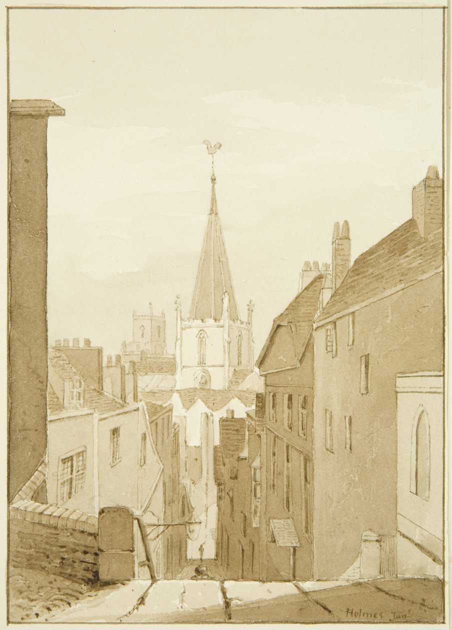 Queen Street (później Christmas Steps) (ołówek i akwarela na papierze) autorstwa Marcus H. Homes