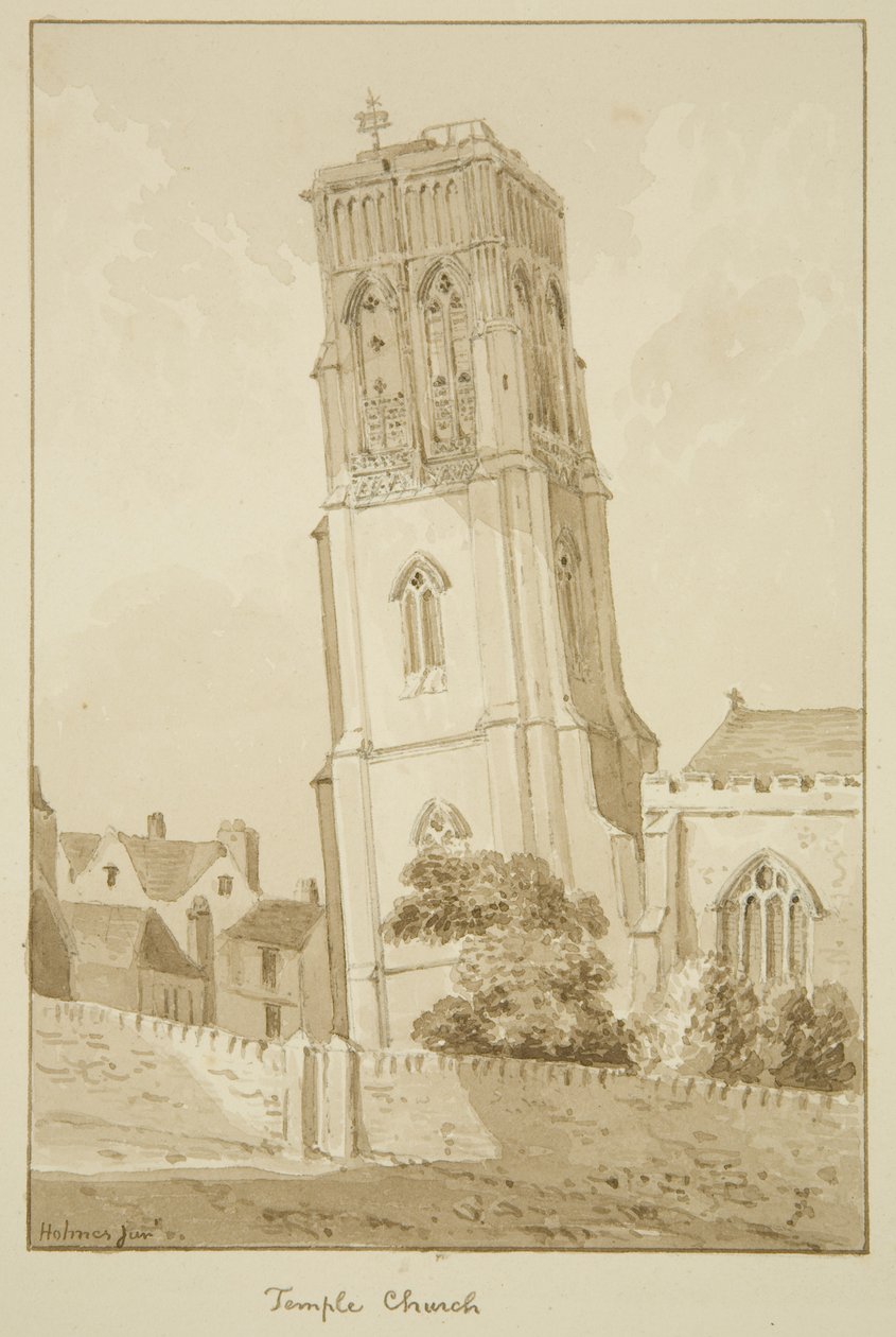 Temple Church (ołówek i akwarela na papierze) autorstwa Marcus H. Homes