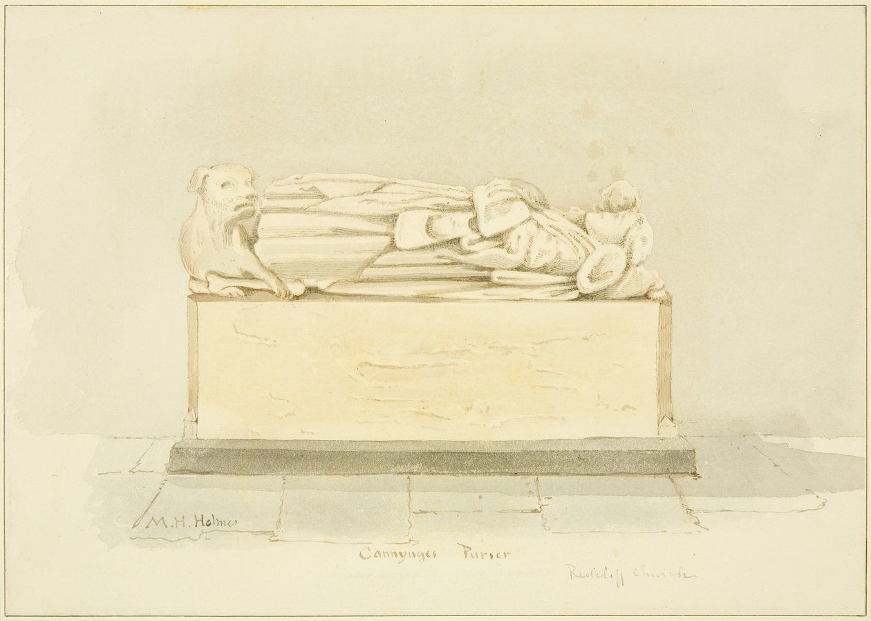 Grób portmonetki Canynges w St Mary Redcliffe (ołówek i akwarela na papierze) autorstwa Marcus H. Homes