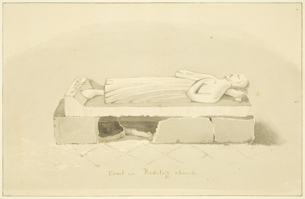 Grób Sir Johna Lamingtona w St Mary Redcliffe (ołówek i akwarela na papierze) autorstwa Marcus H. Homes