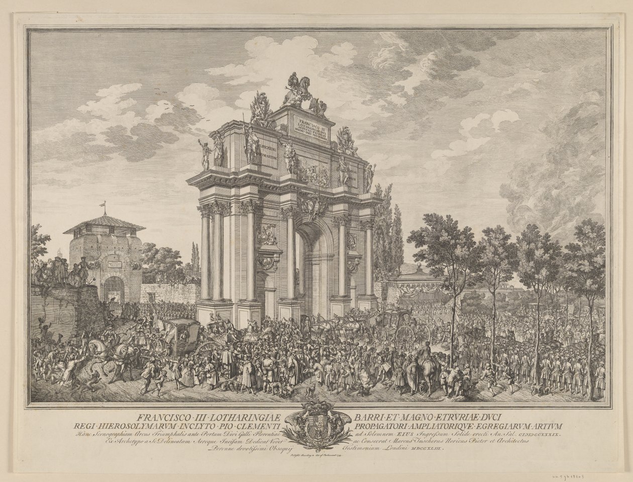 Sport honorowy Frantza Stephana, przy wjeździe do Florencji 1739 autorstwa Marcus Tuscher