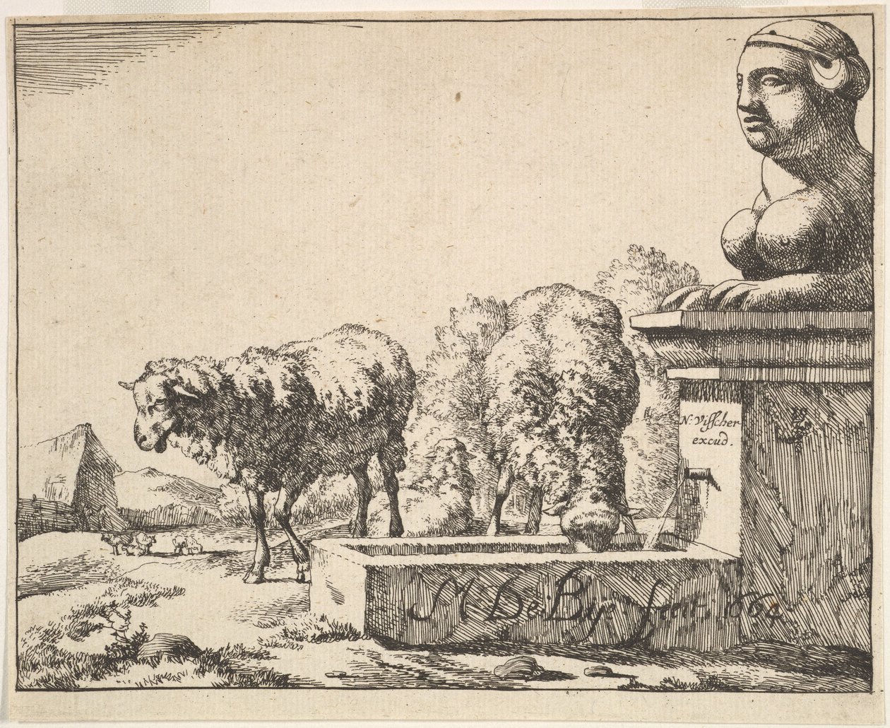 Owce, z zestawu 16 talerzy, 1664. autorstwa Marcus de Bye