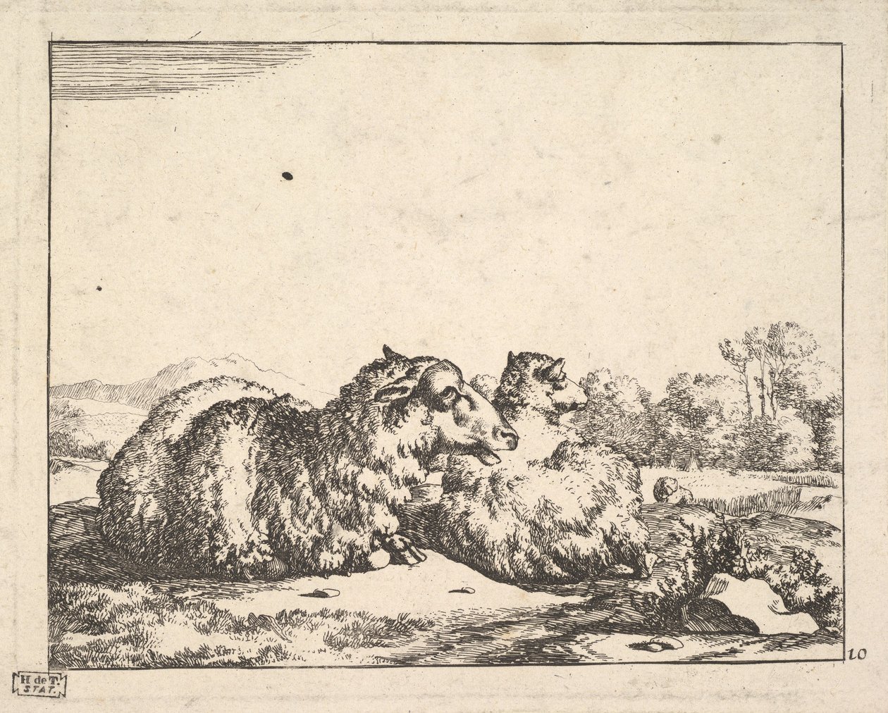Owce, z zestawu 16 talerzy, 1664. autorstwa Marcus de Bye