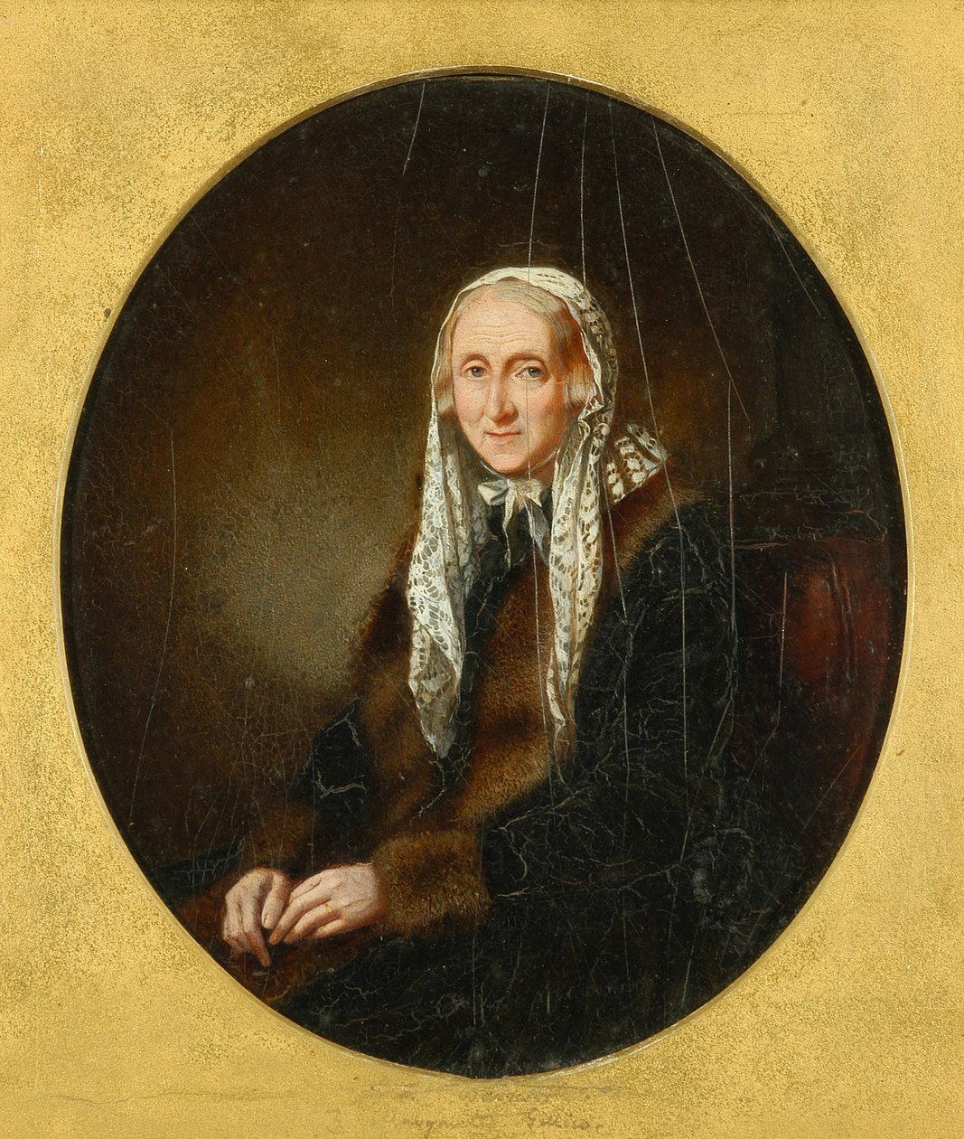 Portret Mary Wordsworth, 1839 (olej na kości słoniowej) autorstwa Margaret Gillies