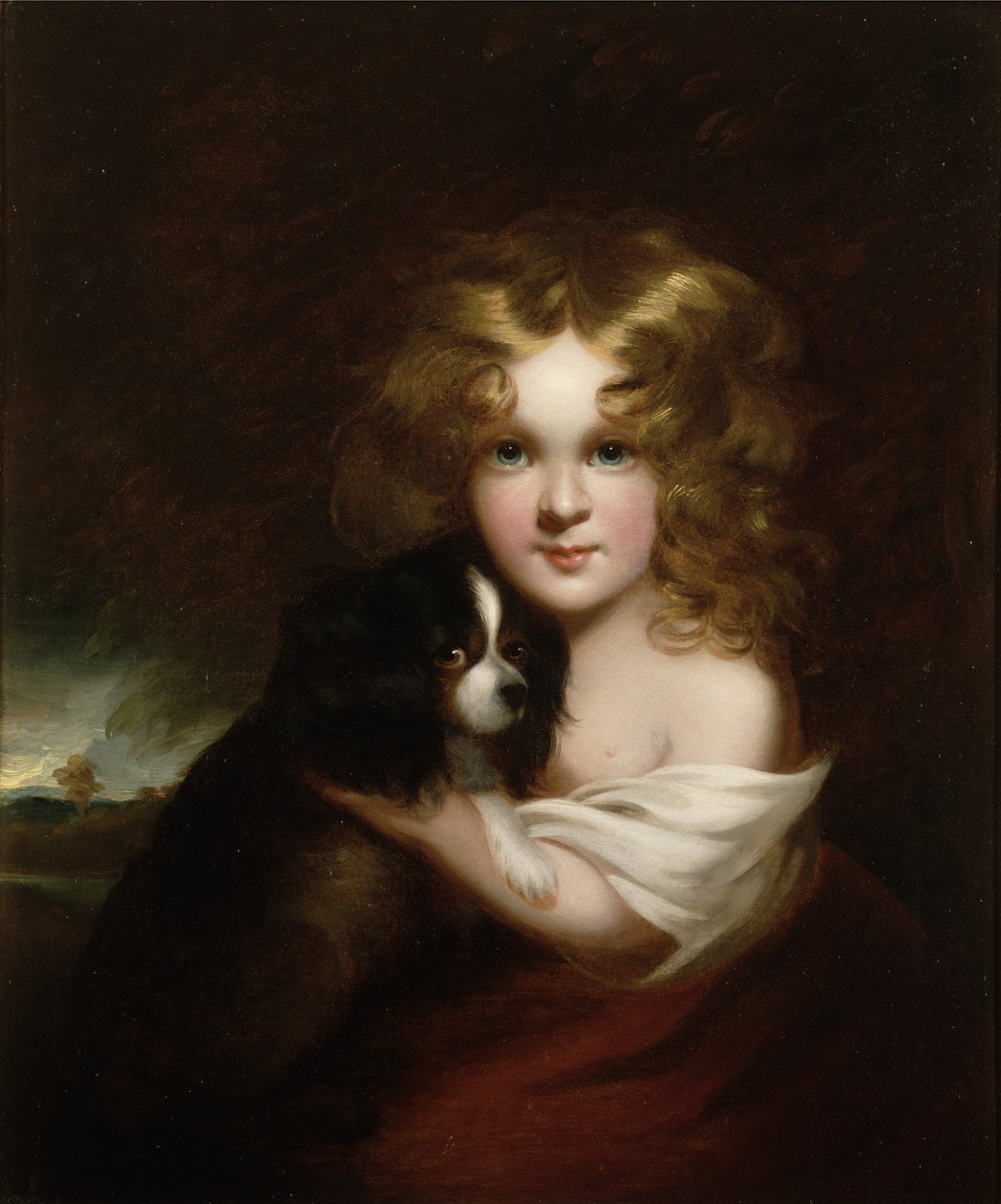 Młoda dziewczyna z psem, ok. 1840 autorstwa Margaret Sarah Carpenter