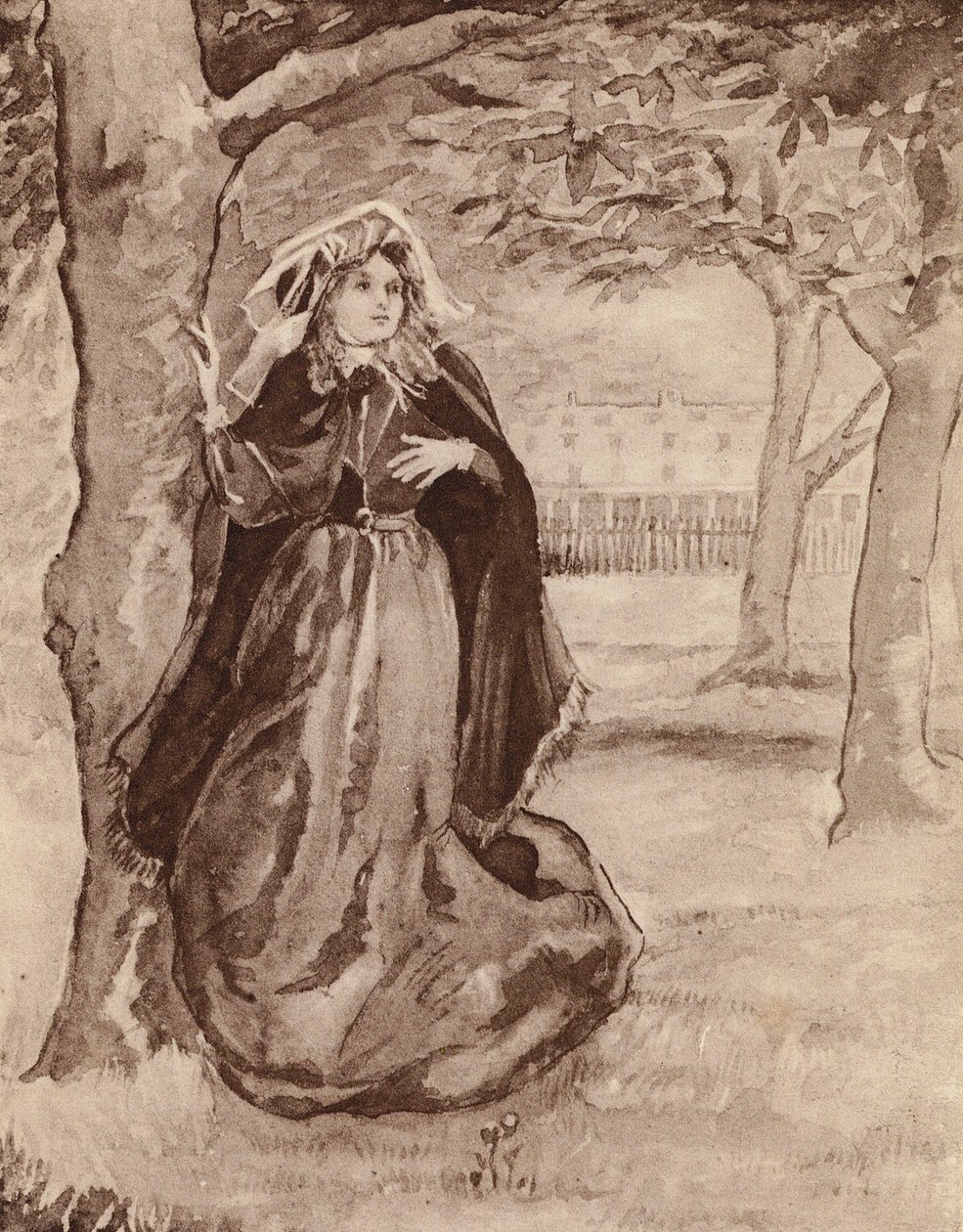 Elizabeth Barrett Browning, angielska poetka (litografia) autorstwa Margaret Baillie Saunders
