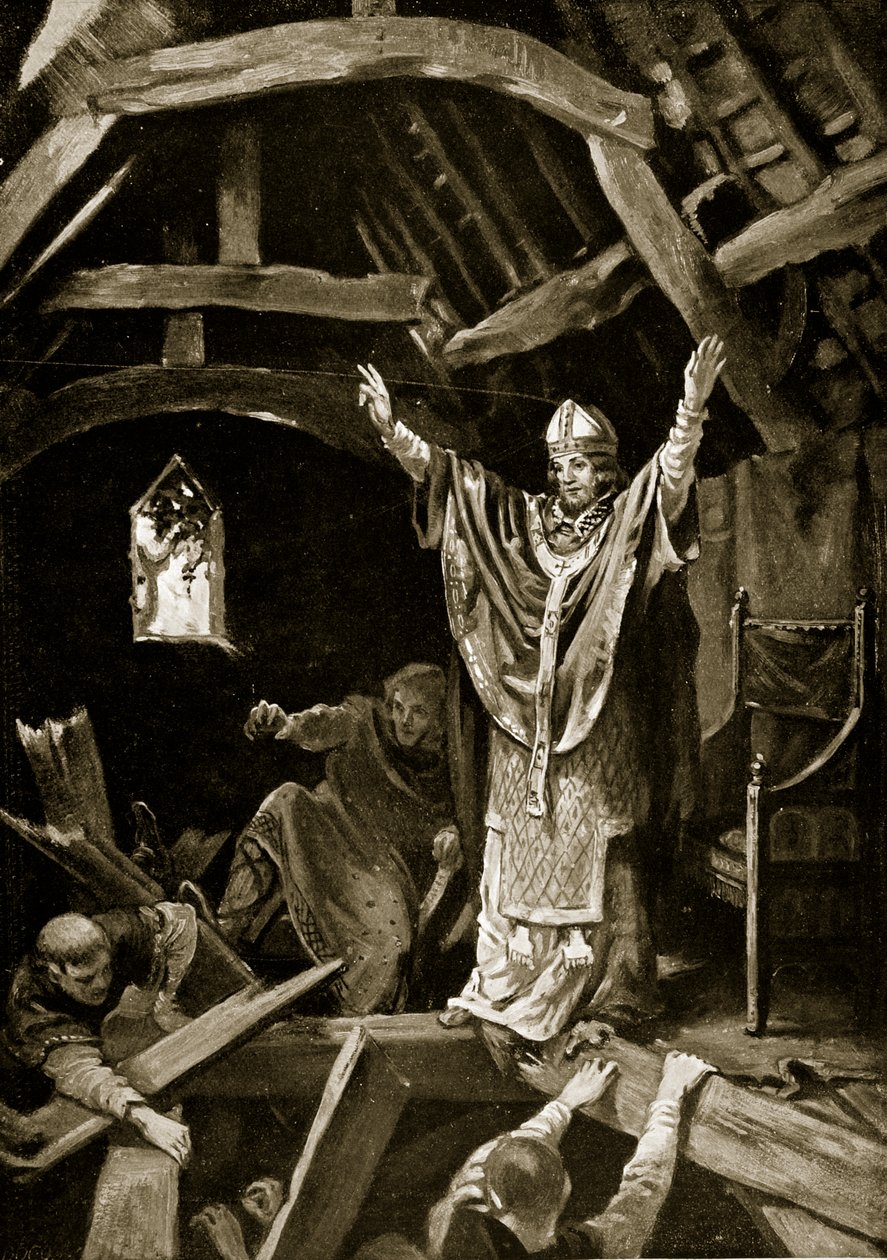 Upadek podłogi w Calne, 978, ilustracja z "Hutchinson