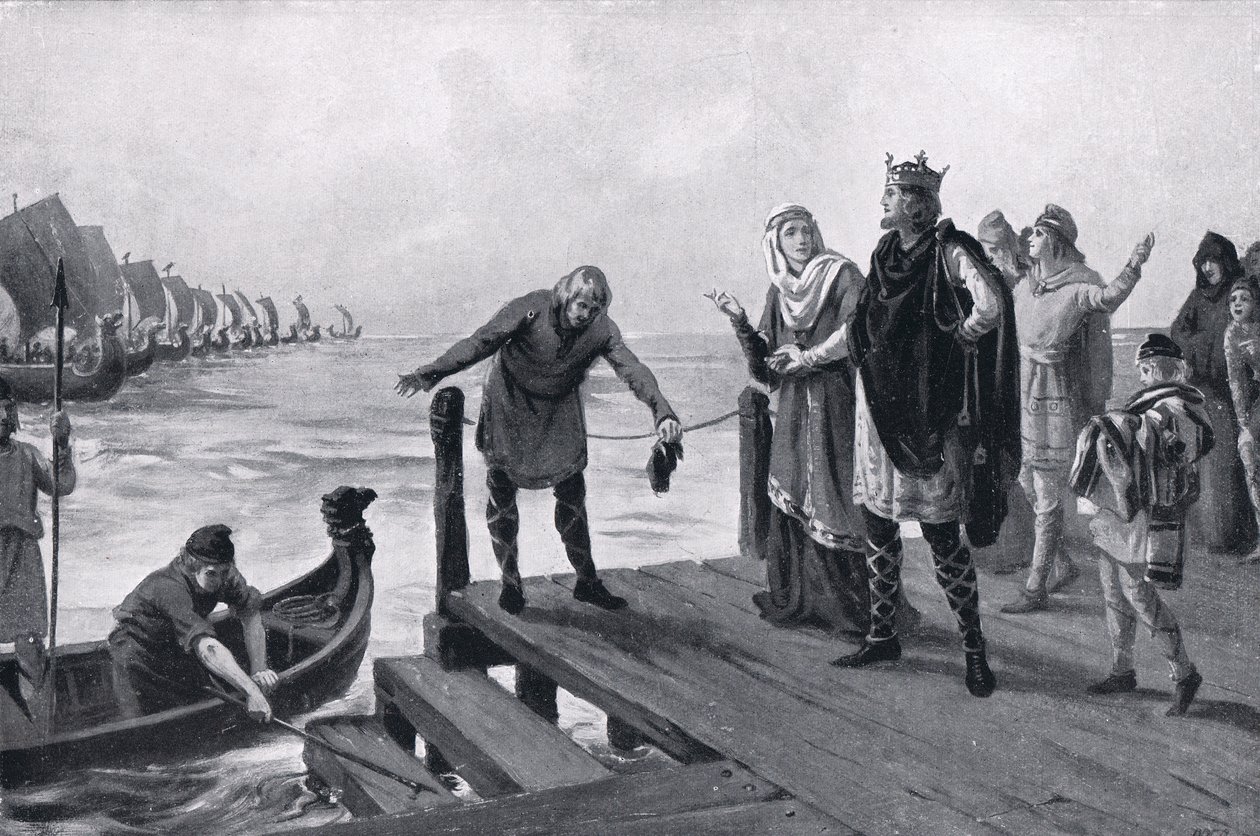 Edgar Spokojny przeprowadzający przegląd marynarki wojennej AD973 autorstwa Margaret Dovaston