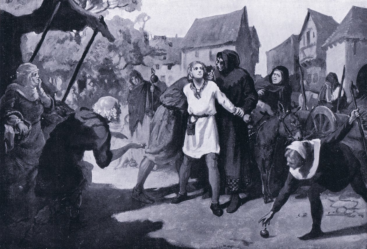 Strona Richardsa wzbudza podejrzenia na rynku w Erdburgu AD1192 autorstwa Margaret Dovaston