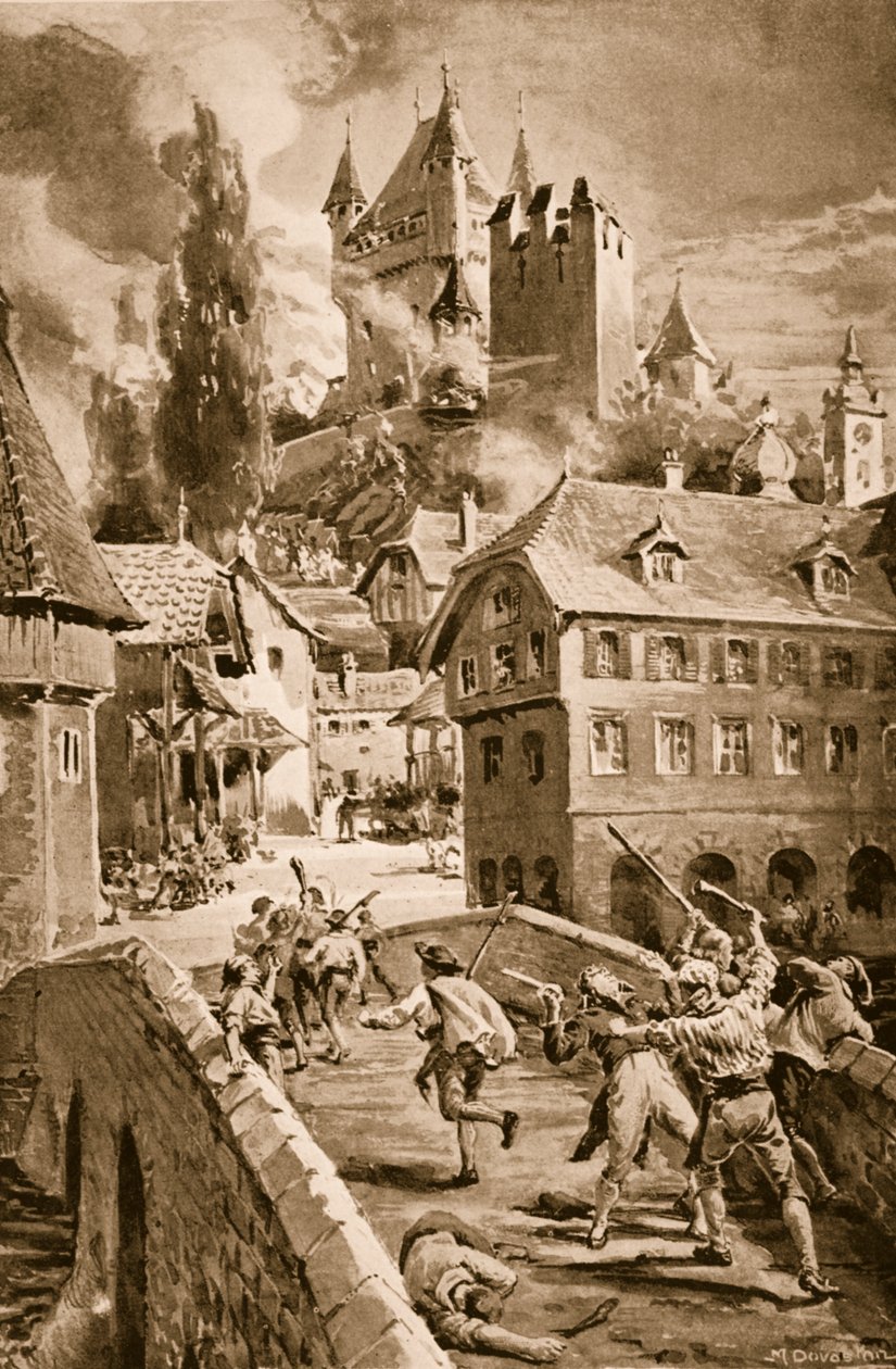 Spalenie zamku Wadenschwyl autorstwa Margaret Dovaston