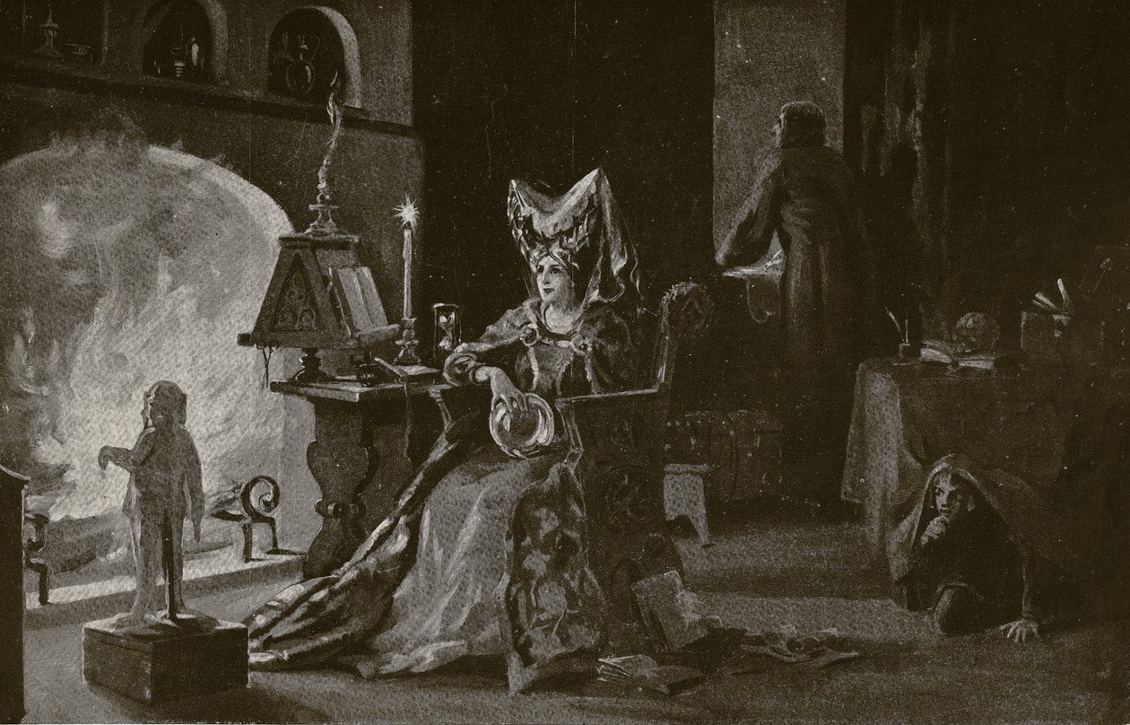 Księżna Gloucester praktykuje czary, ilustracja z "Hutchinson