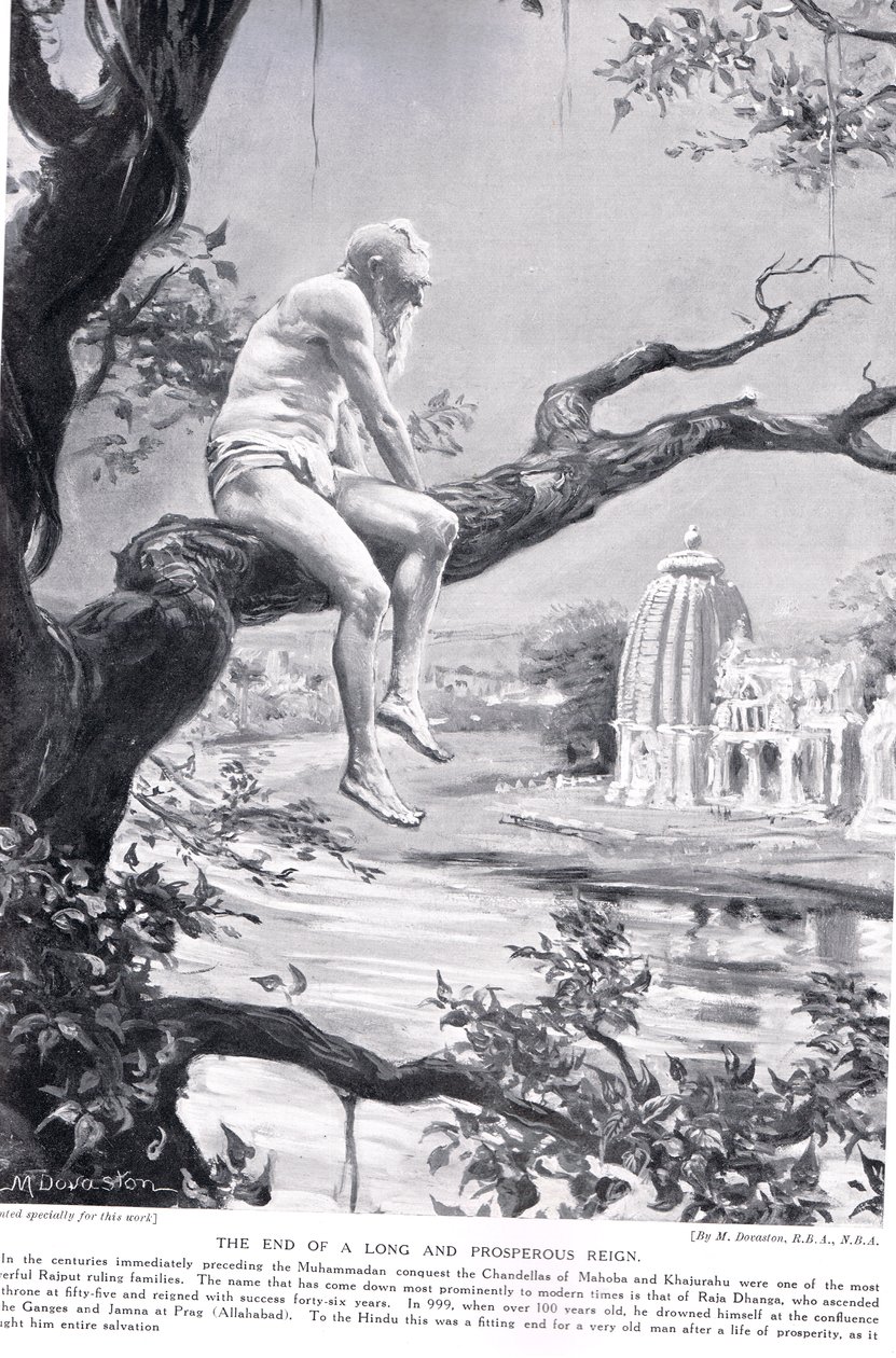 Koniec długiego i pomyślnego panowania, ilustracja z "Hutchinsons History of the Nations", ok. 1910 r. (litografia) autorstwa Margaret Dovaston