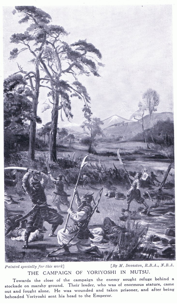 Kampania Yoriyoshiego w Mutsu (litografia) autorstwa Margaret Dovaston