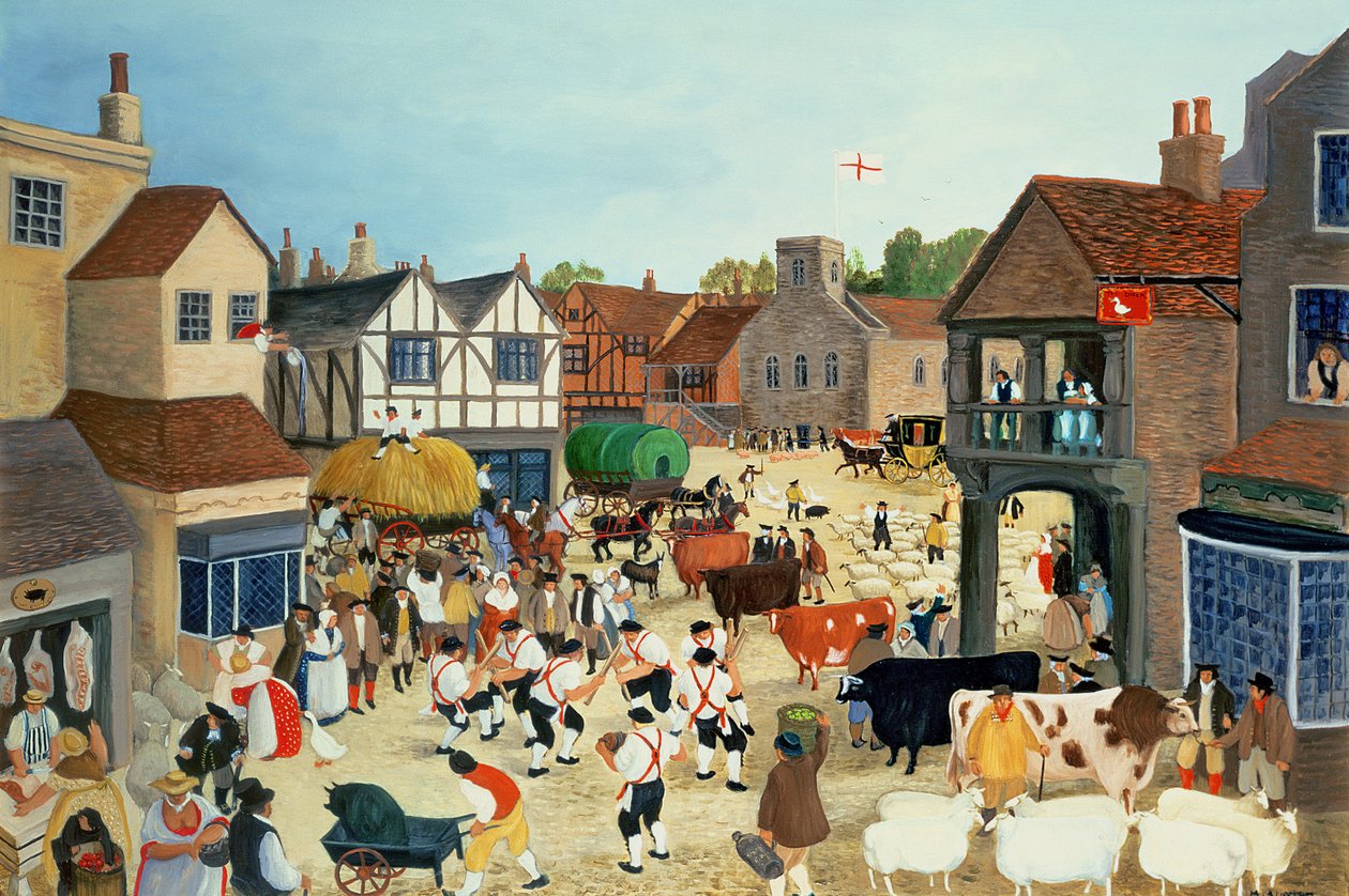 Targ bydła w Mayfair z XVIII wieku autorstwa Margaret Loxton