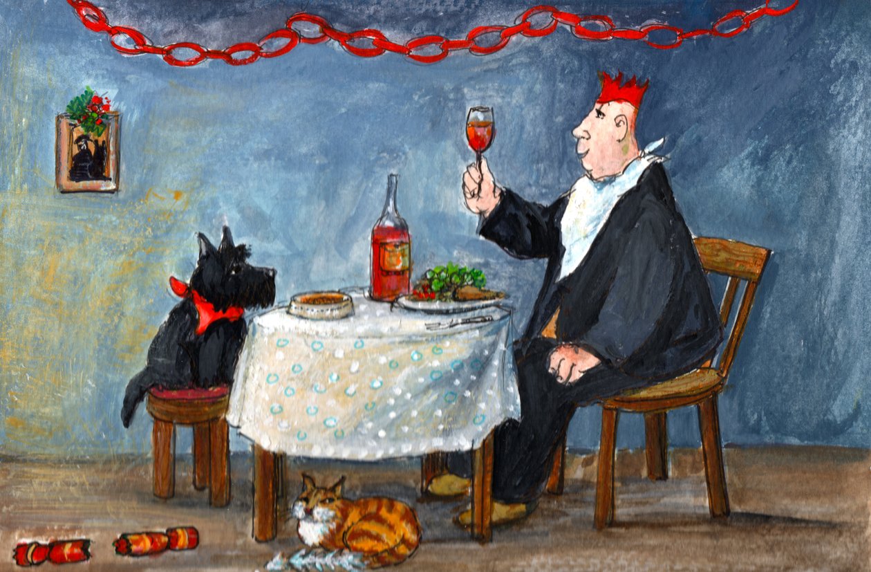 Świętujemy Boże Narodzenie, 2014 (gwasz na papierze) autorstwa Margaret Loxton