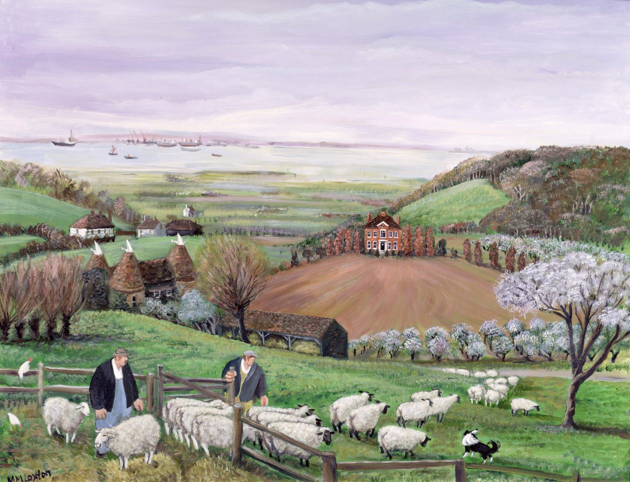 Widok na Tamizę (olej na płótnie) autorstwa Margaret Loxton