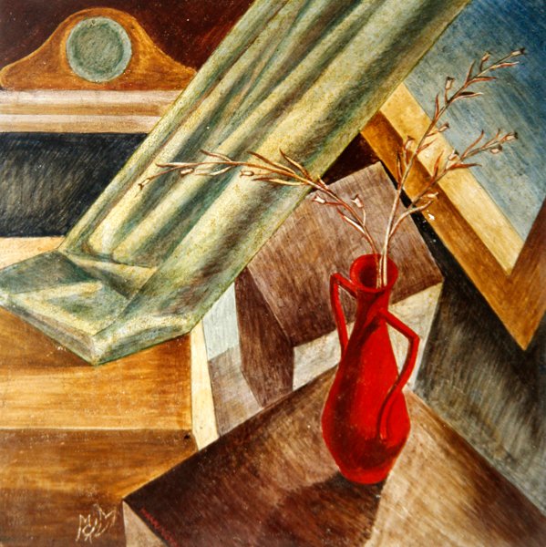 Wnętrze, ok. 1938 (tempera na płótnach na pokładzie) autorstwa Margaret M. Warrington
