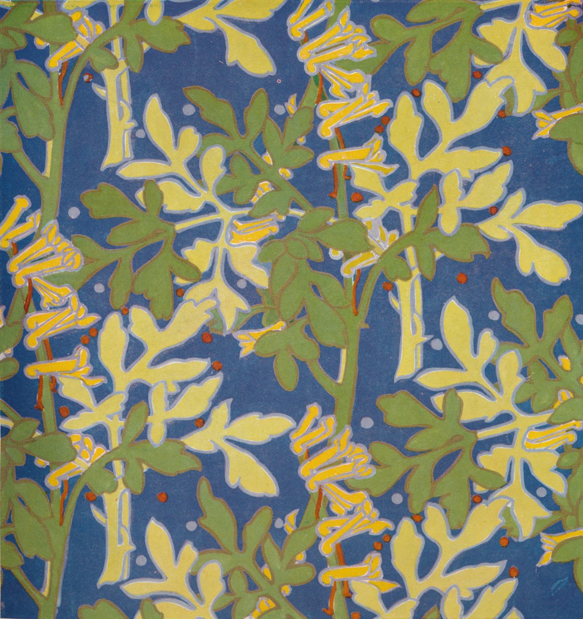 „Projekt jedwabiu z nadrukiem blokowym”, 1926 autorstwa Margery Tomlin