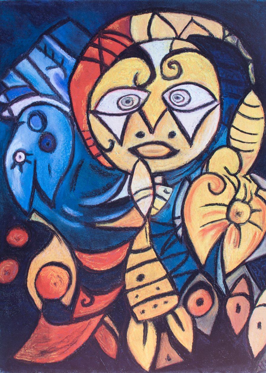 Wpatrujące się oczy, 2017 (pastel) autorstwa Margo Starkey