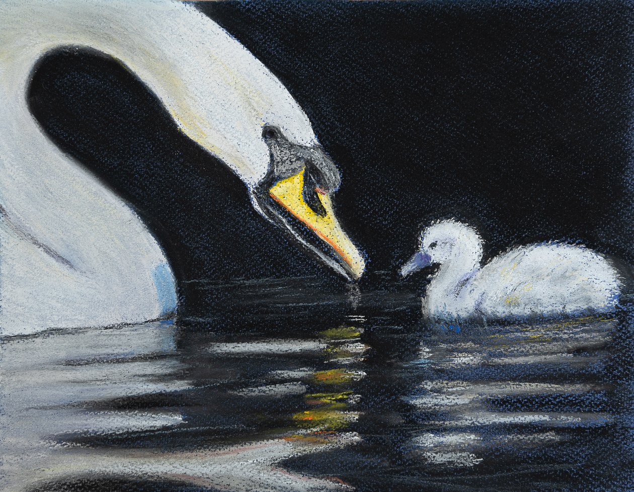 Podążaj za mamusią, 2020 (pastel) autorstwa Margo Starkey