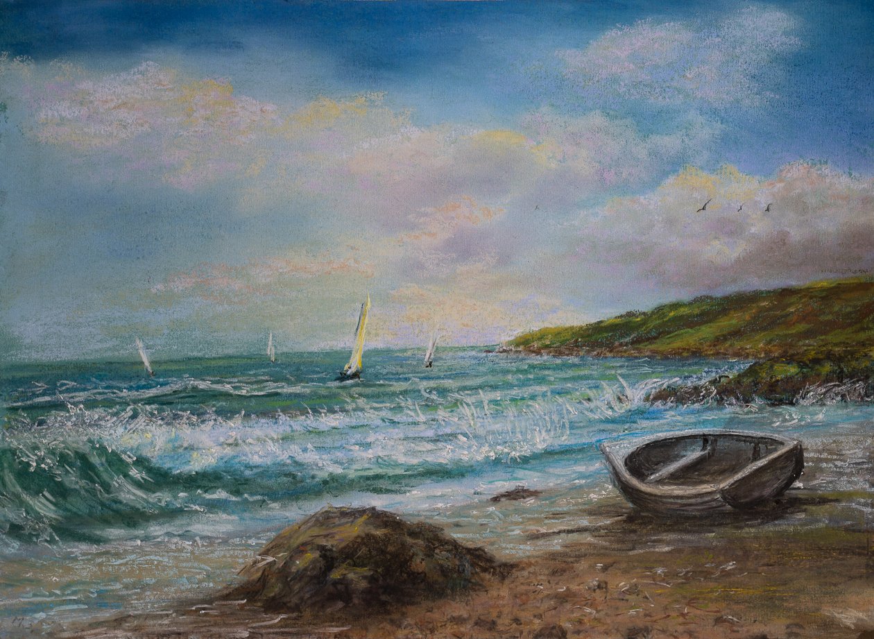Widok z Lands End Cornwall (pastel) autorstwa Margo Starkey