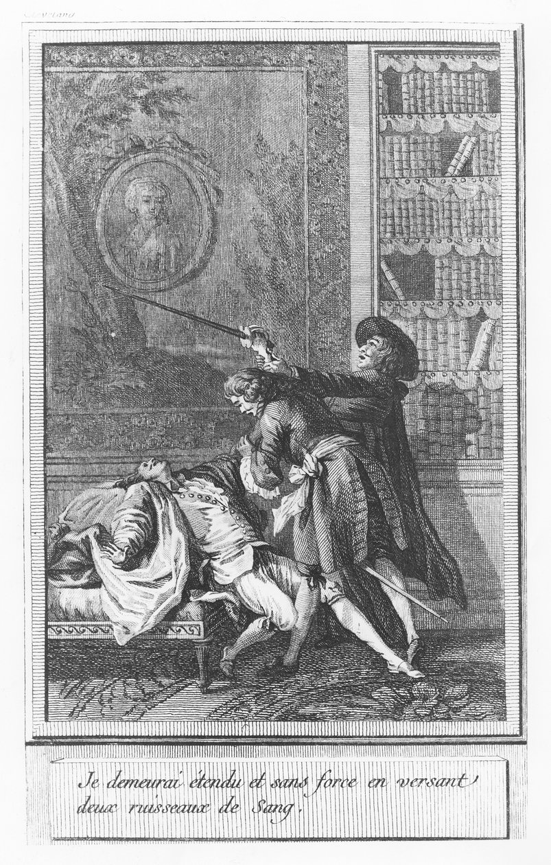 Ilustracja z „Życia i przygód pana Clevelanda, naturalnego syna Olivera Cromwella” autorstwa Abbé Prévosta autorstwa Marguerite Ponce