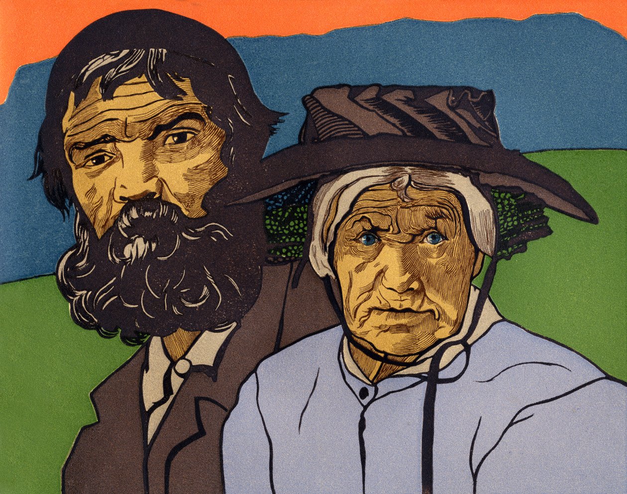 Para starych wieśniaków z Valais (Szwajcaria) autorstwa Marguerite Burnat Provins