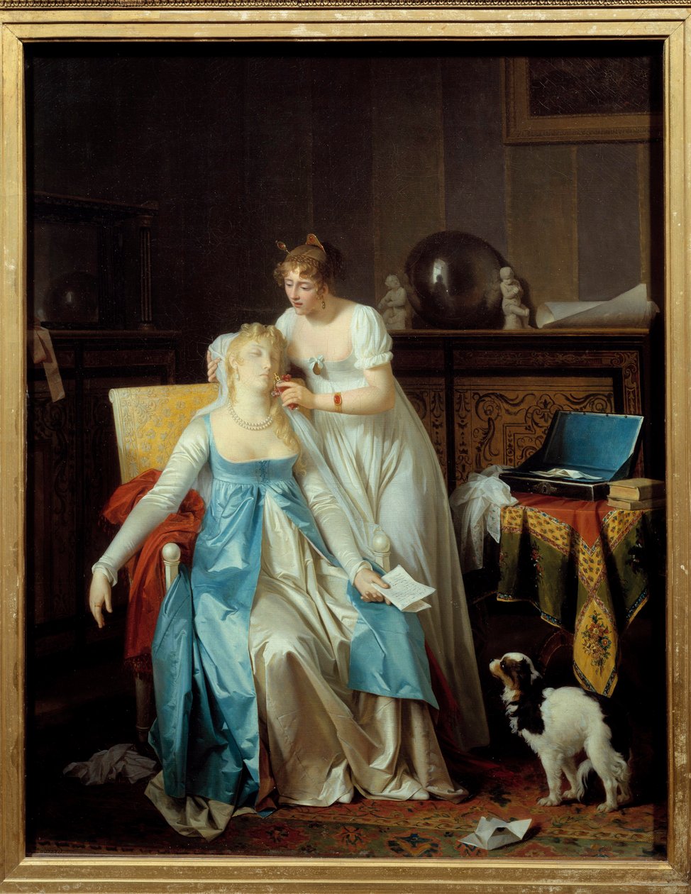 Złe wieści Dziewczyna ubrana w strój Premier Empire mdleje, gdy czyta list zapowiadający nieszczęście. Obraz Marguerite Gerard (1761-1837) 1804 Nd. 0,63x0,5 m² autorstwa Marguerite Gerard
