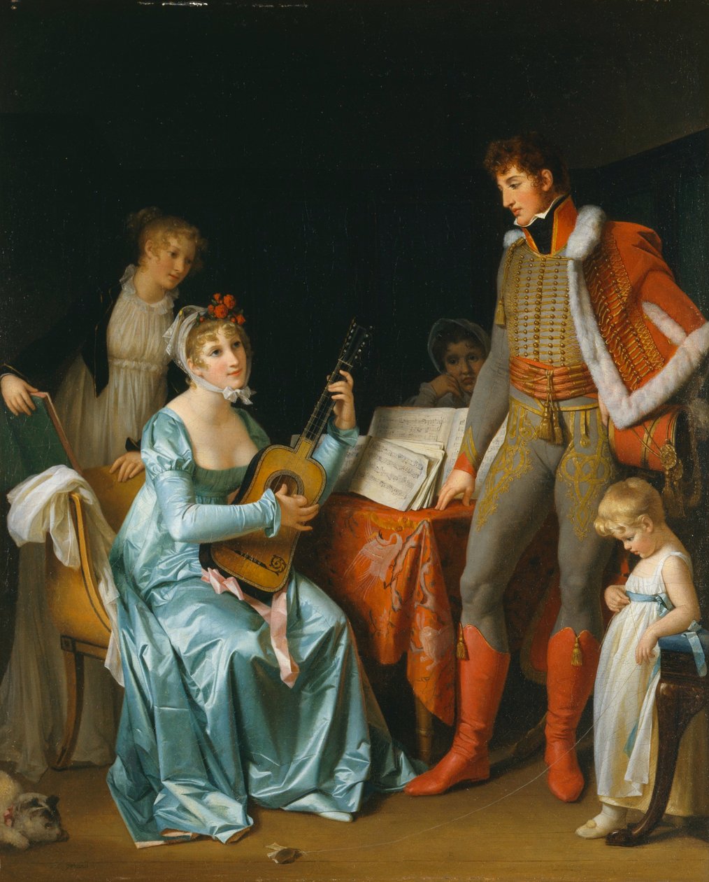 Francuski:  Le Hussard en Famille Husarz i jego rodzina autorstwa Marguerite Gerard