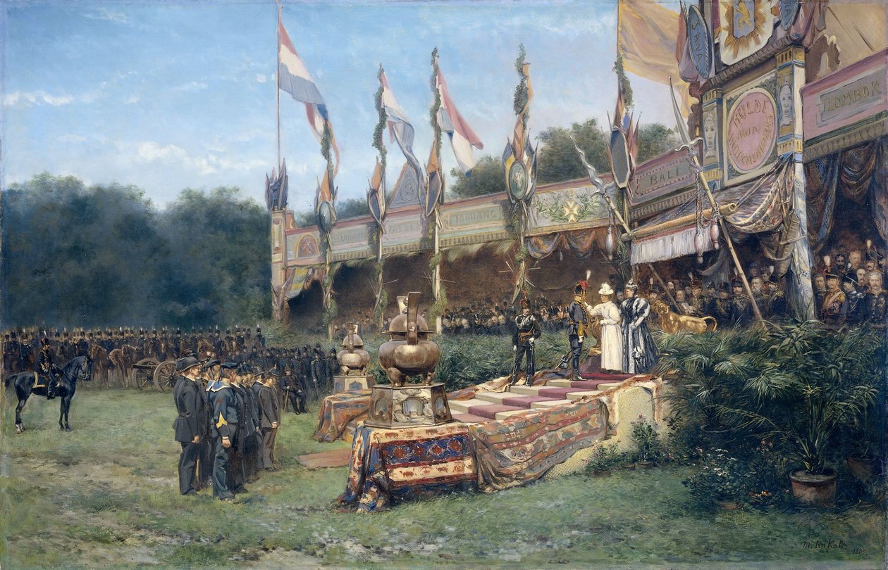 Wręczenie Krzyża Lombok przez królową Wilhelminę na Malieveld w Hadze, 6 lipca 1895 r autorstwa Mari ten Kate