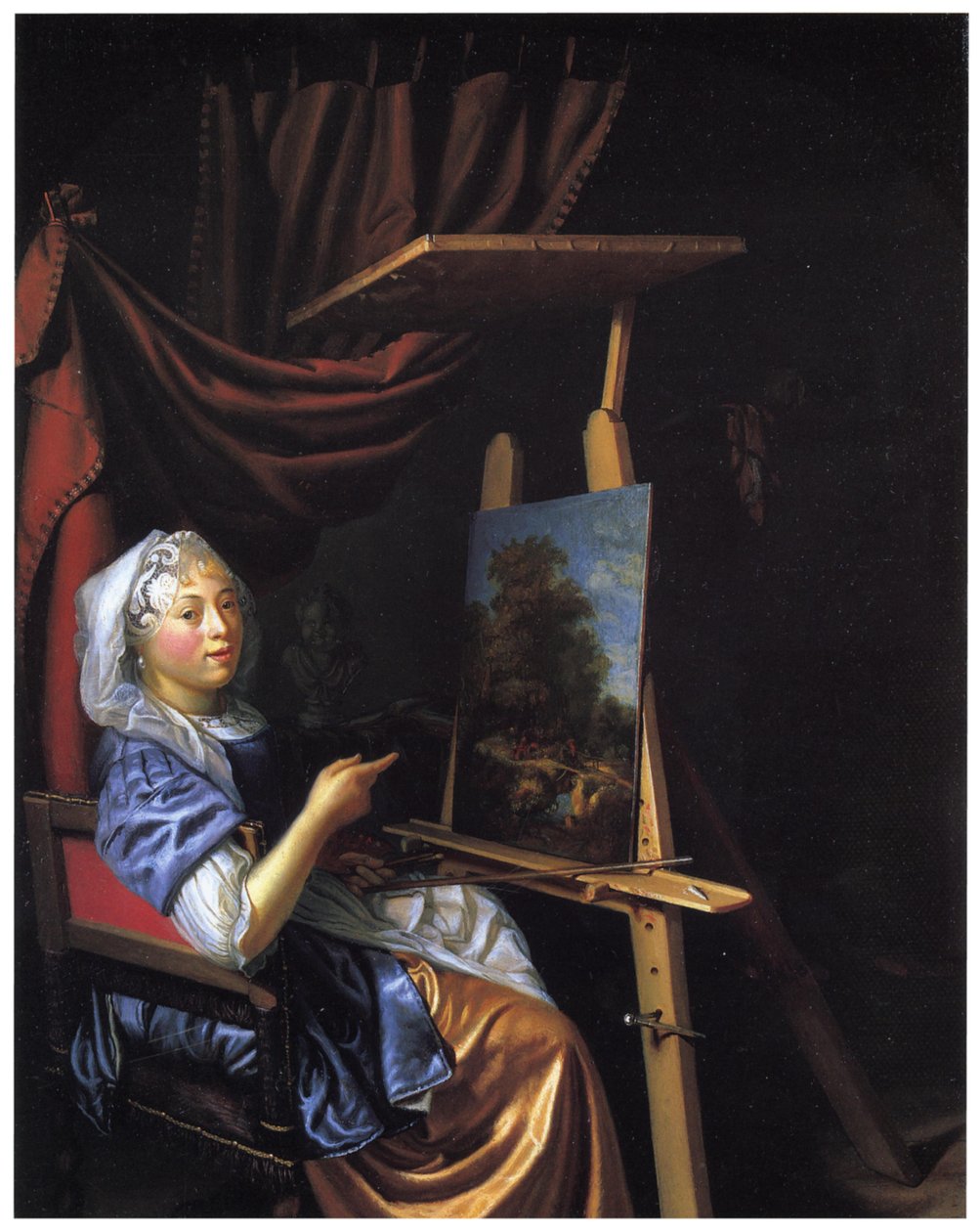 Autoportret przy jej sztalugach autorstwa Maria Schalcken