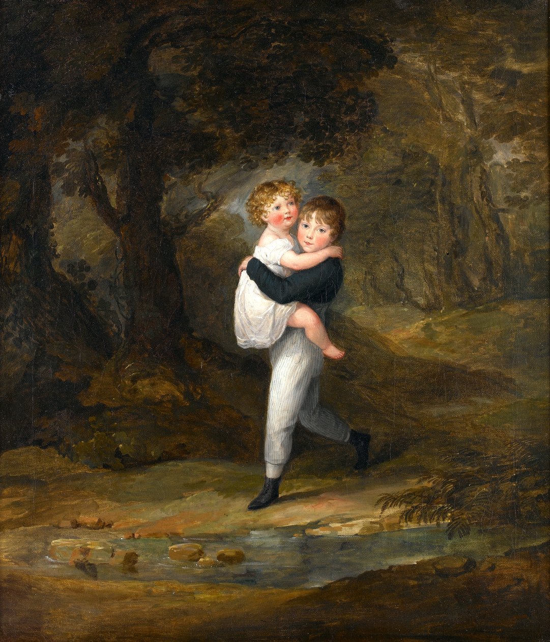 Dzieci w lesie przekraczające strumień, ok. 1806 r. autorstwa Maria Spilsbury