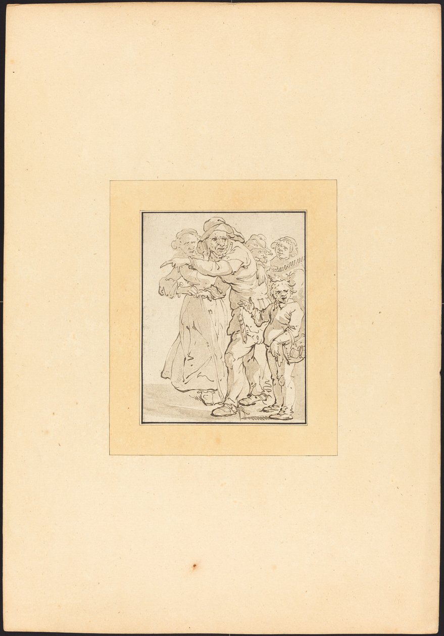 Stary człowiek wskazujący w lewo autorstwa Maria Catharina Prestel after Adriaen Pietersz van de Venne
