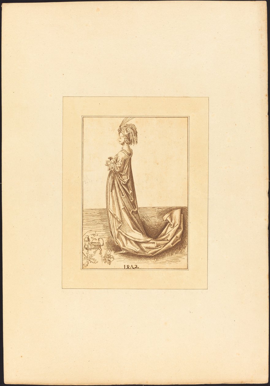 Dama w długiej sukni autorstwa Maria Catharina Prestel after Martin Schongauer