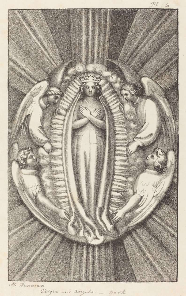 Dziewica i Anioły, kluczowy kamień w Yorku autorstwa Maria Denman after John Flaxman