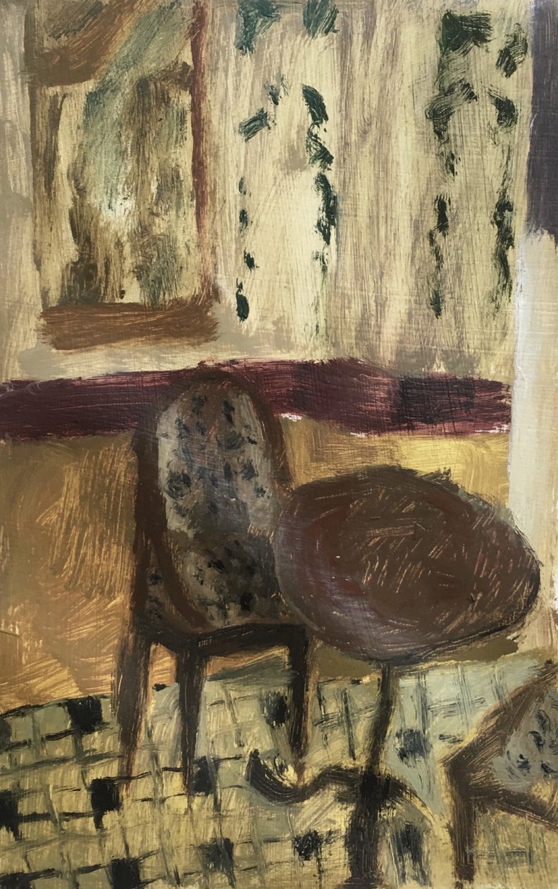 W restauracji w Paryżu, 2019 (olej na papierze) autorstwa Maria Magenta