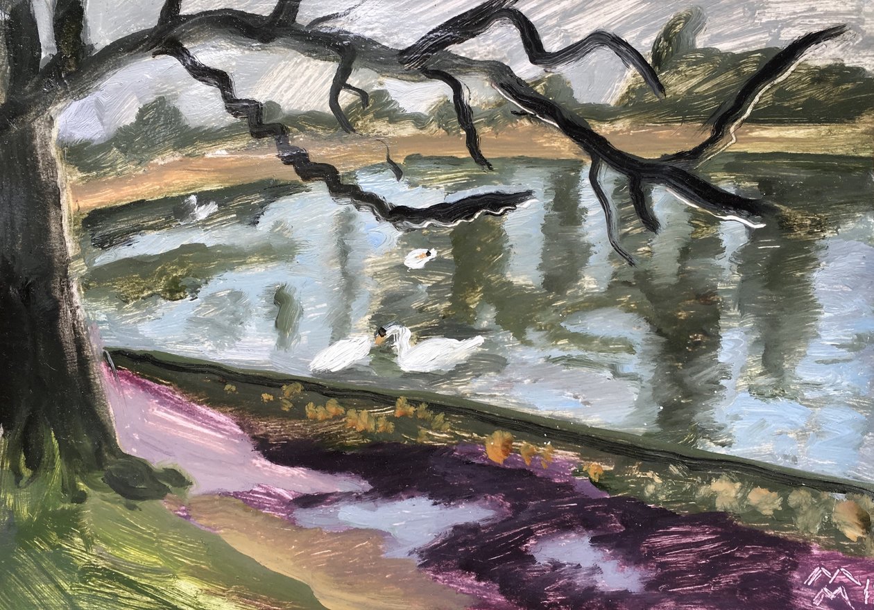 Lac du Bois de Boulogne, 2019 (olej na papierze) autorstwa Maria Magenta