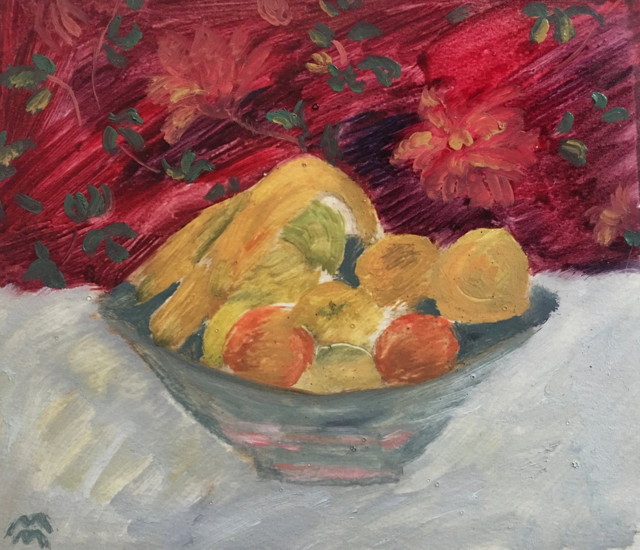 Vase aux Fruits de Juin, 2021 (olej na papierze) autorstwa Maria Magenta