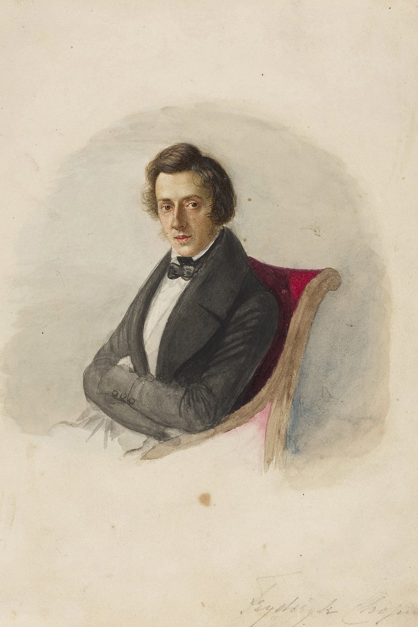 Portret Fryderyka Chopina (1810-1849) par Wodzińska, Maria (1819-1896). Akwarela i tusz na tekturze autorstwa Maria Wodzinska