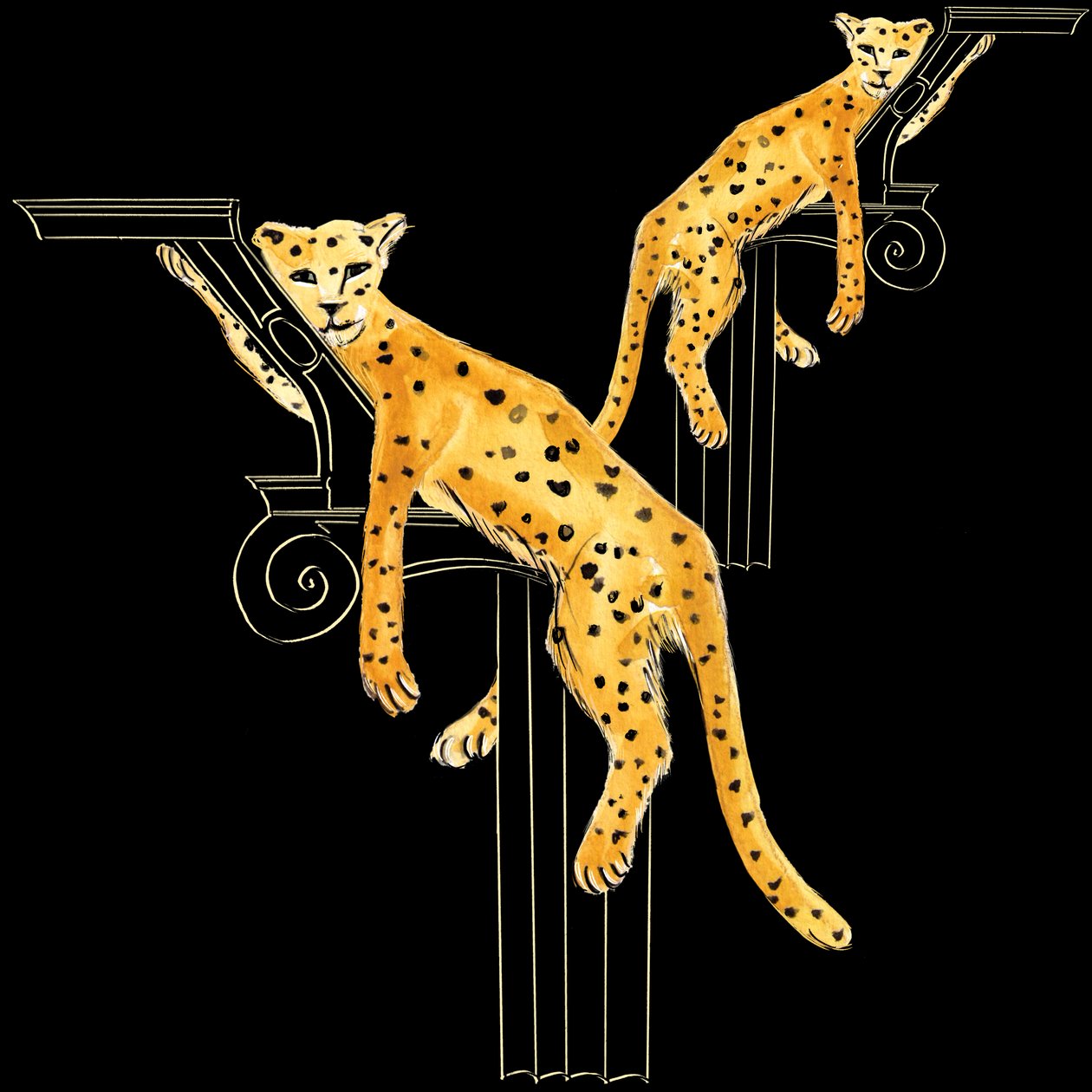Para Leopard Lounge, 2020 (akwarela na papierze) autorstwa Marianna Kulukundis