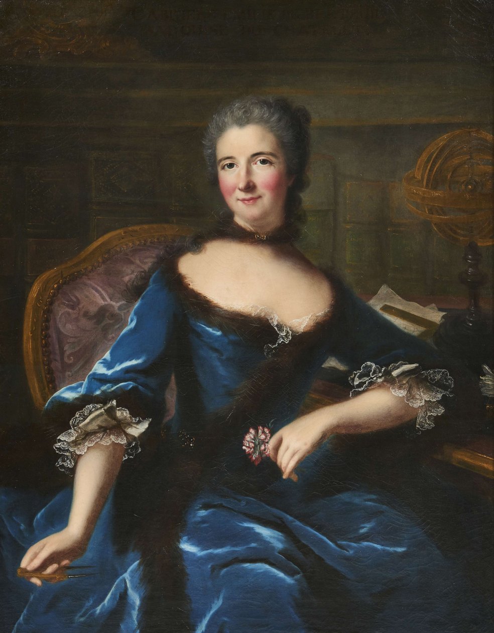 Portret Gabrielle Emilie Le Tonnelier de Breteuil, markiza du Châtelet 1706-1749, ok. 1748. autorstwa Marianne Loir