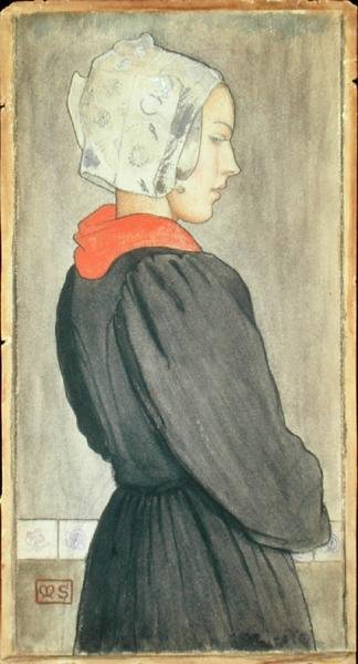 Holenderka, ok.1899 (akwarela na papierze) autorstwa Marianne Stokes