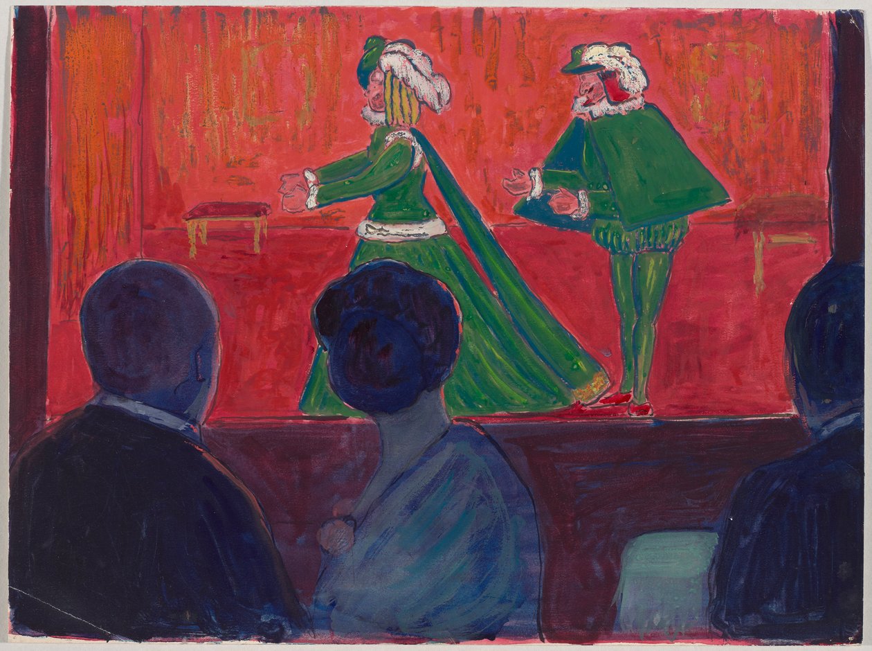 Teatr Marionetek - na pierwszym planie Jawlensky i Marianne von Werefkin autorstwa Marianne von Werefkin